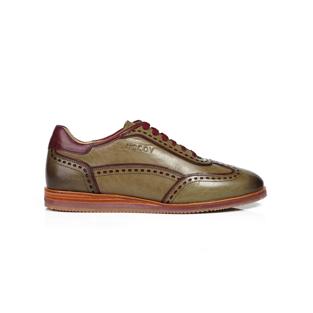 Mccoy Rock full grain crust Men's classic formals Bottle green