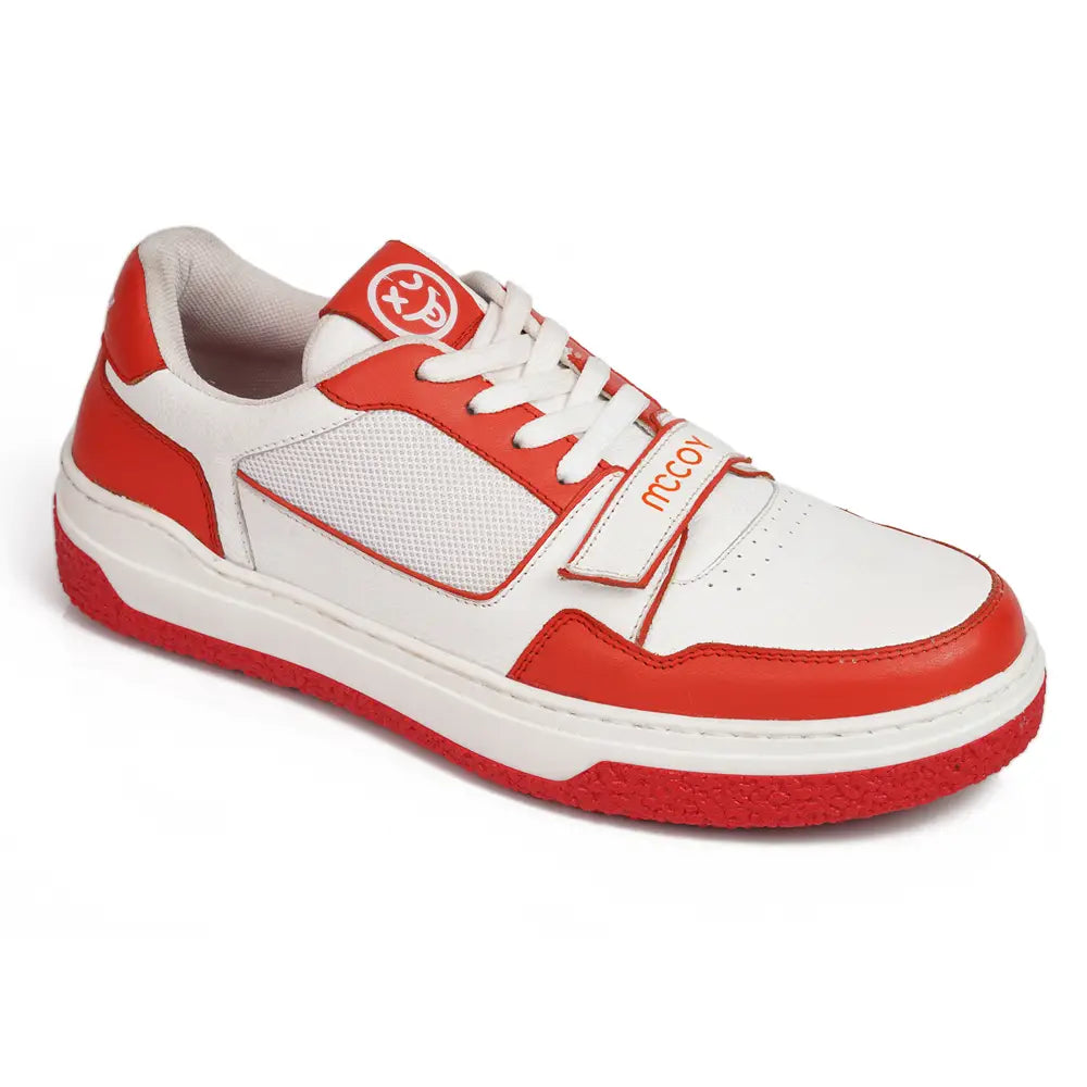 Mccoy Drew Velcro Leather Men s Trainers Red and white