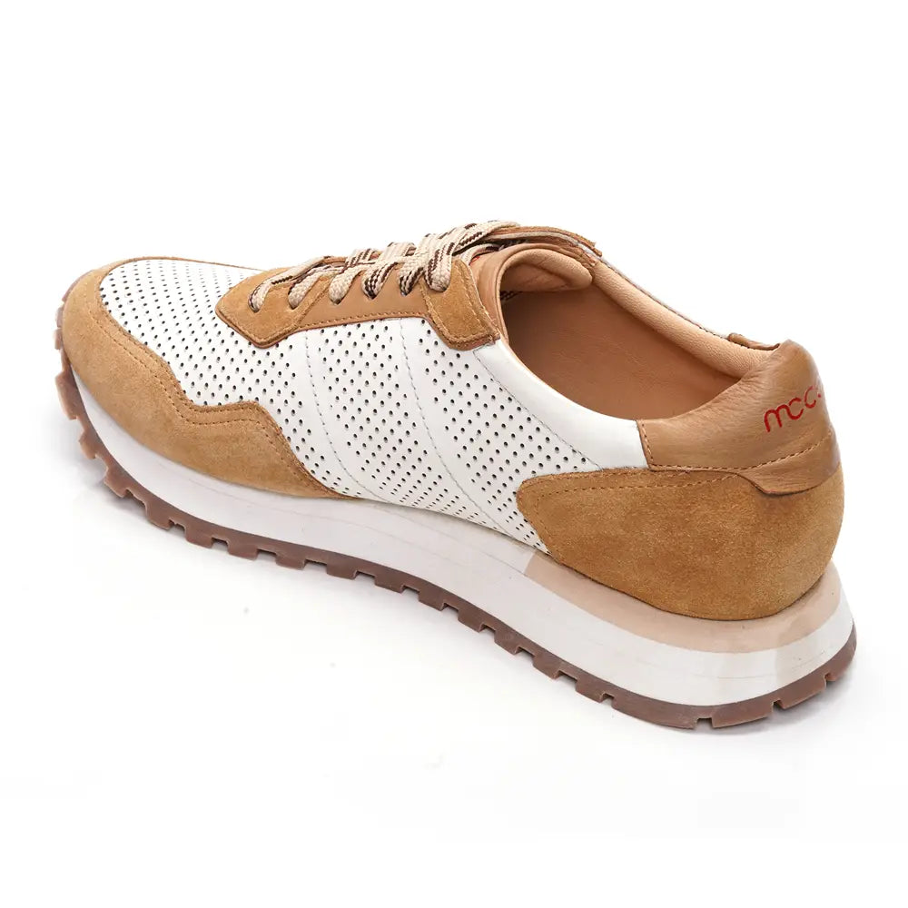 Mccoy Enzo Leather Men's Joggers Beige and White