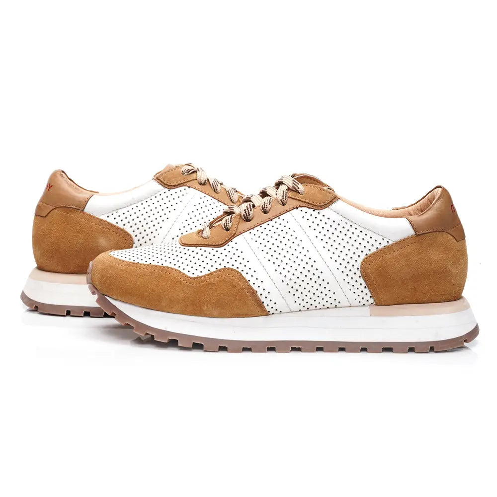 Mccoy Enzo Leather Men's Joggers Beige and White