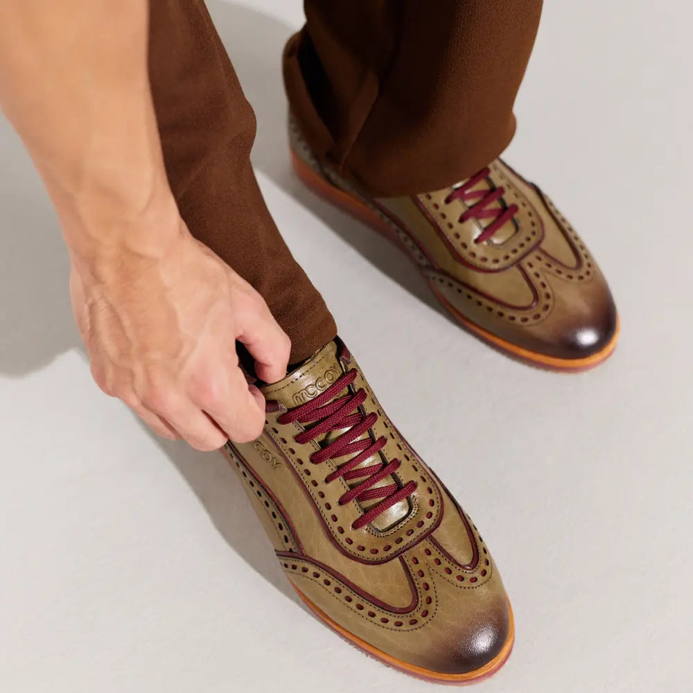 Mccoy Rock full grain crust Men's classic formals Bottle green