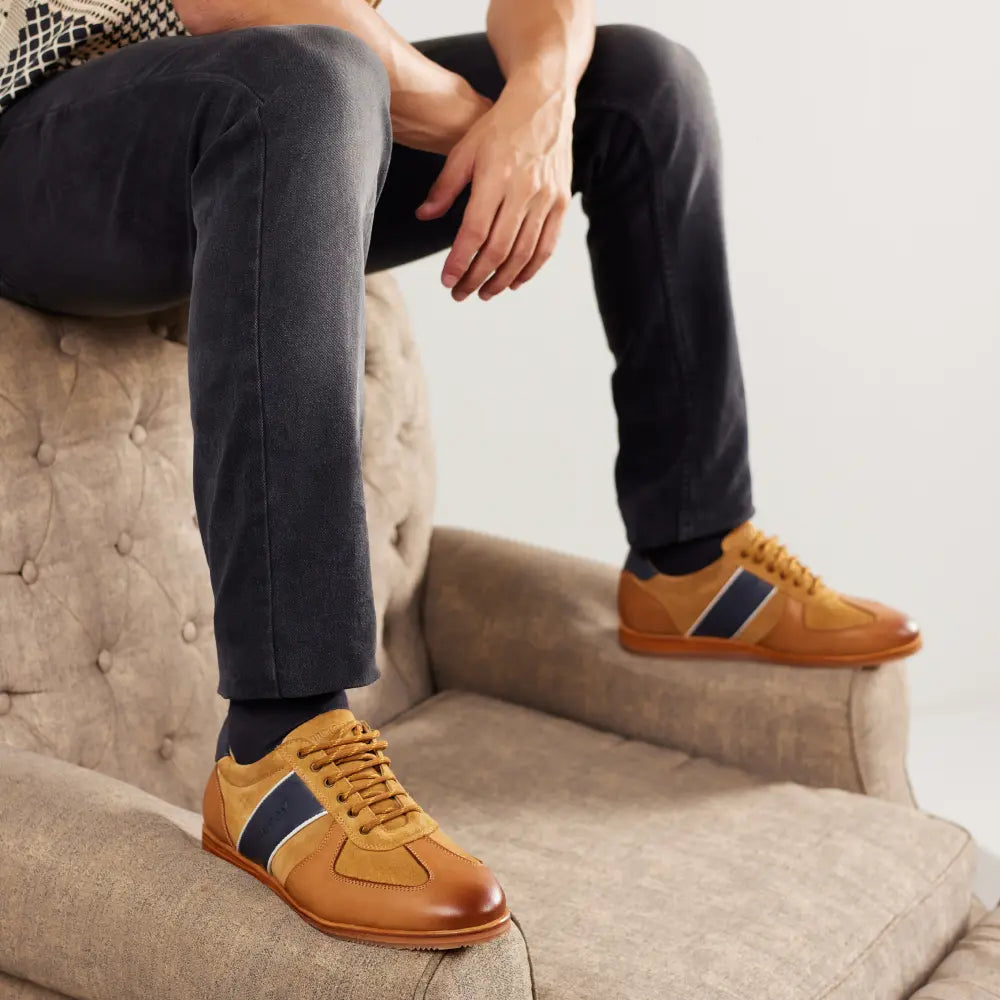 Mccoy Dimitri- Leather Men's classic formals Cognac and blue