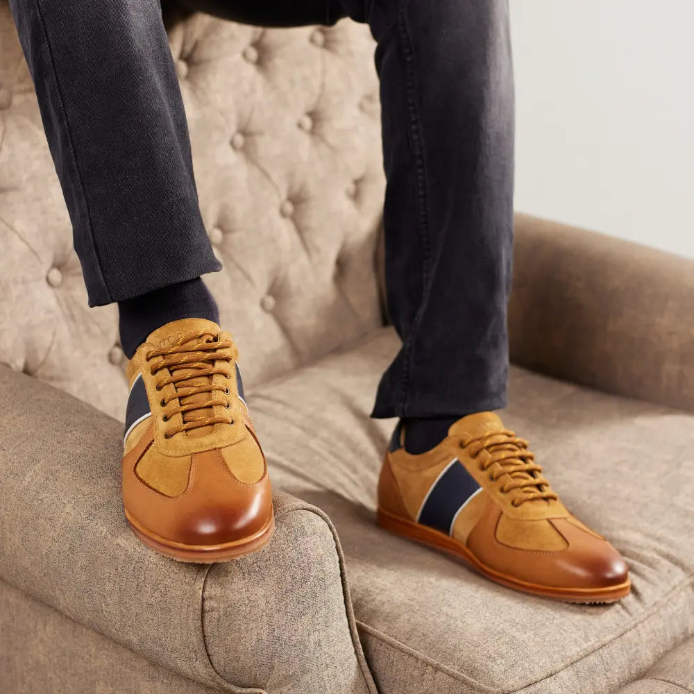 Mccoy Dimitri- Leather Men's classic formals Cognac and blue
