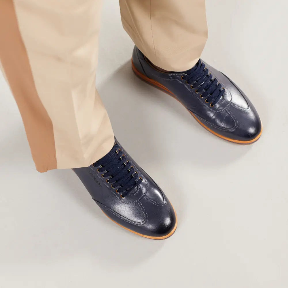 Mccoy Cillian Full grain Crust Men's classic formals Navy blue