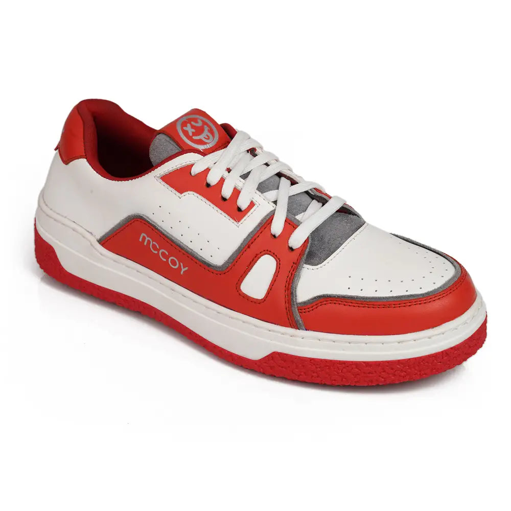 Mccoy Crepe Leather Men's Trainers Red and White
