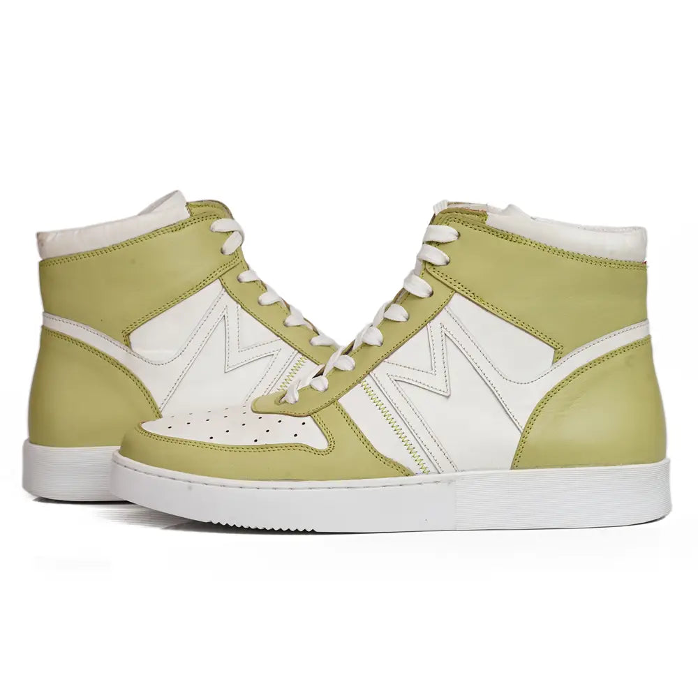 Mccoy Hunter Leather Hi-Tops Men's Sneakers Sea green and white