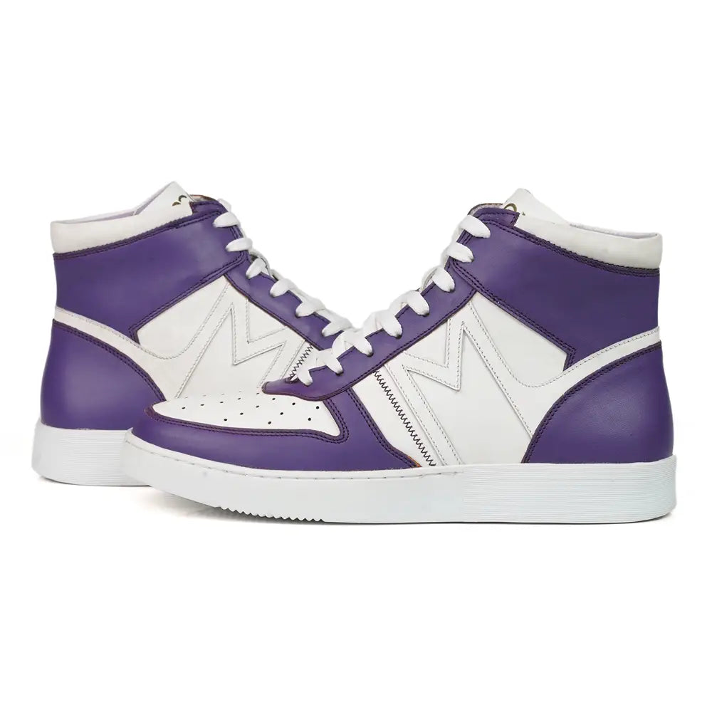 Mccoy Hunter Leather Hi-Tops Men's sneakers Purple and white